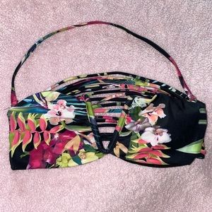 Strappy floral bikini top